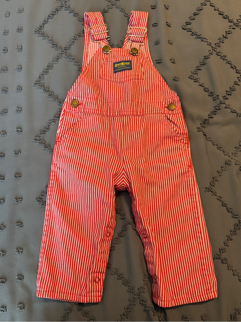 OshKosh B'gosh Red and White Striped Kids Overalls 24 months